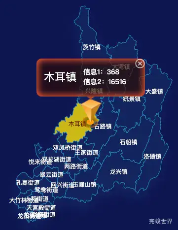 echarts重庆市渝北区地图点击弹出自定义弹窗效果